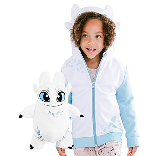 Cubcoats Light Fury Dragon - 2-in-1 Transforming Classic Zip-Up & Soft Plushie - How to Train Your Dragon - Glow in The Dark White