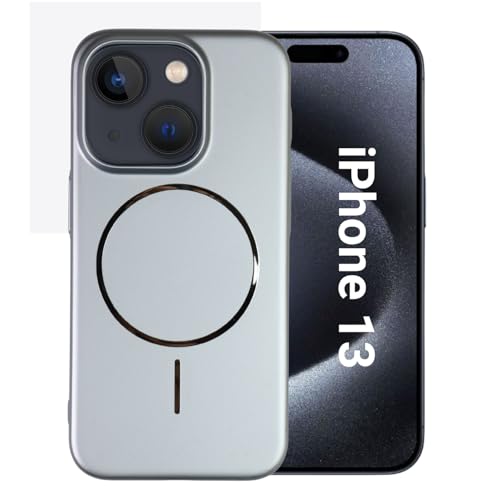 Image of AIBEX Ultra-Thin Mag-Saf Back Cover Case Compatible with iPhone 13| Slim Fit Scratch-Resistant Matte | Magnetic Wireless Charging | Microfibre Lining | Camera Protection (PC Material) - Silver
