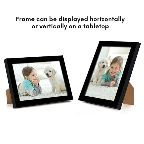 Americanflat 3.5x5 Picture Frame with Polished Plexiglass - Streamline Collection - Thin Border Picture Frame for Wall Display - Hanging Hardware Included - Black