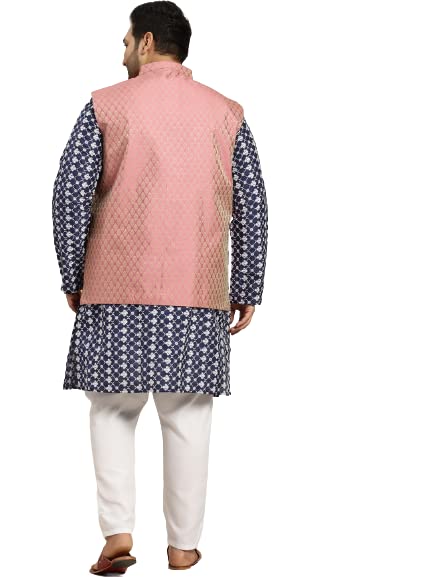 Image of SOJANYA (Since 1958, Men's Silk Blend Grey Kurta Pyjama & Silk Blend Jacket Combo
