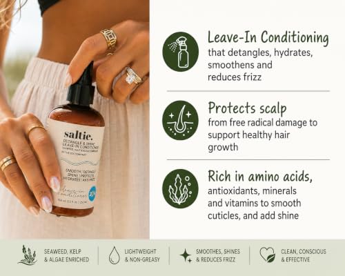 Image of Leave-In Conditioner, 8.5 fl. Oz /250ml - Seaweed, Kelp & Algae Enriched Detangle & Shine Hair Treatment -Ideal For Frizzy and All Hair Type , Protects Scalp