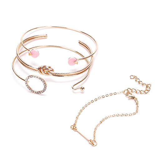 Silaner Dainty Boho Gold Cuff Bracelets Set For Women,14K Gold Filled Adjustable Layered Bracelet Arrow Chunky Twist Chain Punk Crystal Bracelets Jewelry For Women Girls Gift #TOP6