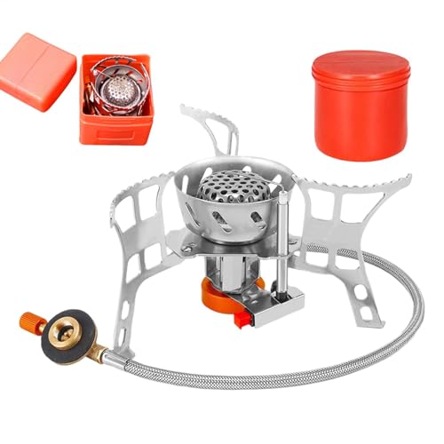 Hornillo portátil – Quemador simple plegable, adaptador de tanque exterior | Equipo de cocina compacto, accesorios de camping, viajes, cocina ligera al aire libre y mochila, estufa compacta