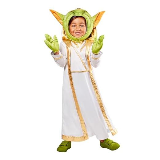 Rubies Disfraz Master Yoda Young Jedi Deluxe para niños y niñas, Túnica con capucha, accesorio para la cabeza y guantes, Oficial Young Jedi Lucas Film para Carnaval, Halloween, Navidad y Cumpleaños