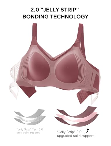 Image of Wireless Bra with Support, Seamless Bra for Women, Mesh Elegance Shaping Bra with Contrast Colored Straps