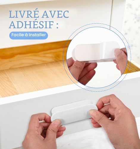 worahroe Lot de 2 poignées de porte de balcon adhésives poignées de porte de terrasse extérieure poignées de tiroir pour poignée de meuble, porte en verre, poignée de fenêtre-blanc – vue 3