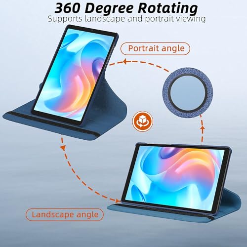 Image of Realme Pad Mini 8.7 inch Tablet (Model FIT ONLY-: RMP2105 /RMP2106) 360 Degree Rotating Flip Case Cover (Blue)