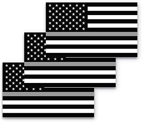 3x5 Thin Gray Line Flag Sticker 3-Pack Made with Durable Waterproof Materials Thin Grey Line Flag Bumper Sticker Thin Gray Line Bumper Sticker Thin Gray Line Sticker