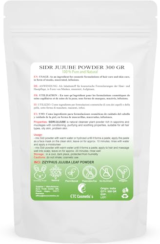 SIDR ( JUJUBE ) POWDER 100/200/300 gr - A natural cleanser plant powder, Green, 300 g (Pack of 1) - Image 2