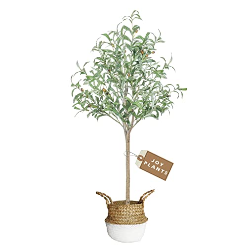 Artificial Olive Tree, 4Ft Fake Olive Branch Leaves Plant For Indoor Home Office Living Room Decoration, Perfect Faux Topiary Silk Tree With Basket #TOP1