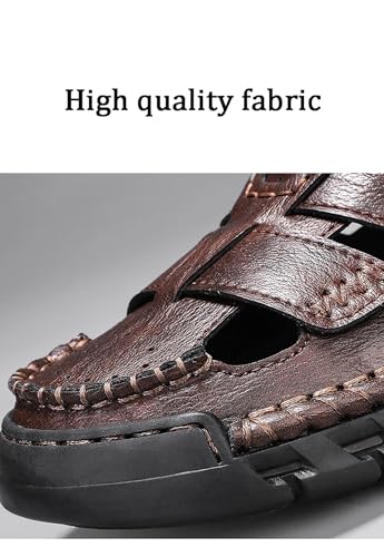 Mens Closed Toe Leather Sandals Outdoor Adjustable Fisherman Sandals3