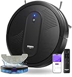 MONSGA Robot Vacuums and mop, Powerful Suction Robotic Vacuum, 140Min Runtime, Vacuum Robot for Hard Floor, Low Pile Carpet, Pet Hair, Remote/App/Voice Control, Schedule Clean (Black)
