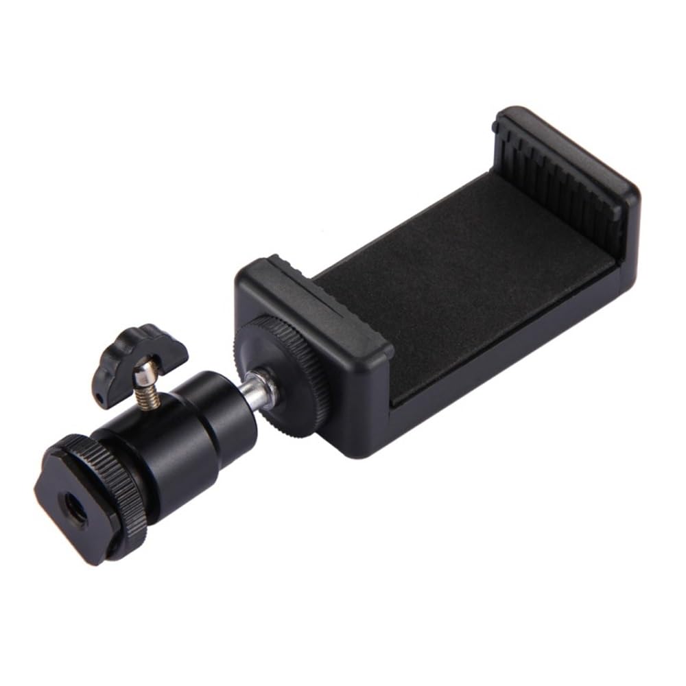 Cellphone Holder Clip Rotatable Cell Phone Tripod Mount Adapter Phone Holder with Tripod Ball Head for Most 5.5cm-8cm Width Smartphones (Screw Mount)