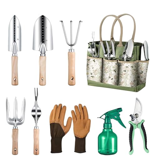 Set de herramientas de jardinería resistentes 9 piezas miniatura 1