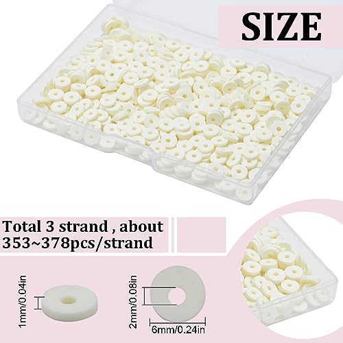 SUNNYCLUE 1 Box 1000Pcs+ White Clay Beads Heishi Beads 6mm Clay Polymer Beads Heishi Clay Beads Heishi Bead Bulk Refill Clay Disc Beads Spacer Loose Beads for jewellery Making DIY Bracelet Necklace - Image 2