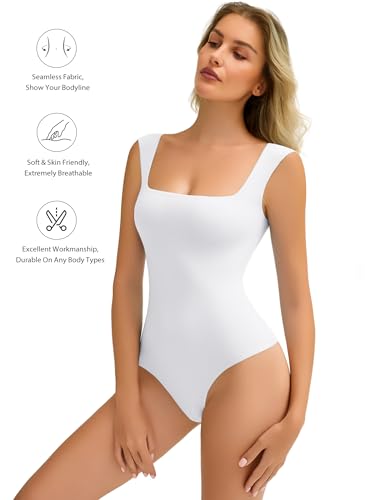 Image of Avidlove Bodysuits for Women Square Neck Body Suit Double Lined Tank Top Bodysuit Soft
