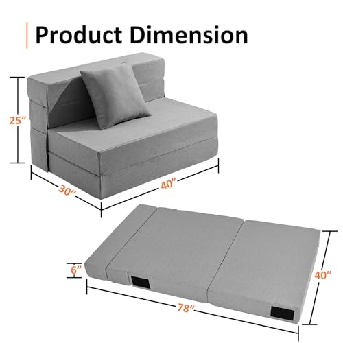 Jkmax Twin Size Folding Sofa Bed - 4 In 1 Futon Couch With Pillow - High Density Memory Foam Futon Chair- Convertible Foldable Mattress With Washable Modern Linen Cover For Living Room thumb #1