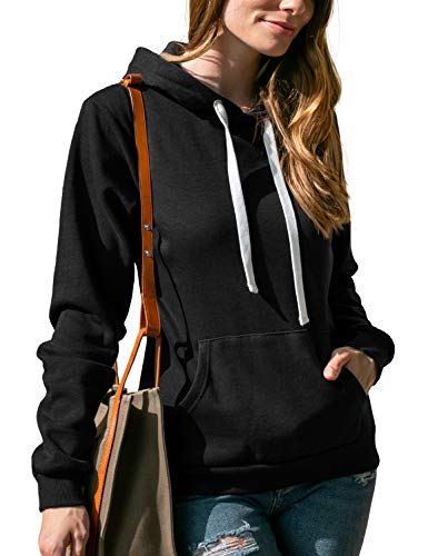 DOUBLJU Basic Lightweight Pullover Sweater Top Essential Comfy Casual Hoodie Sweatshirt for Womens Clothes with Plus Size