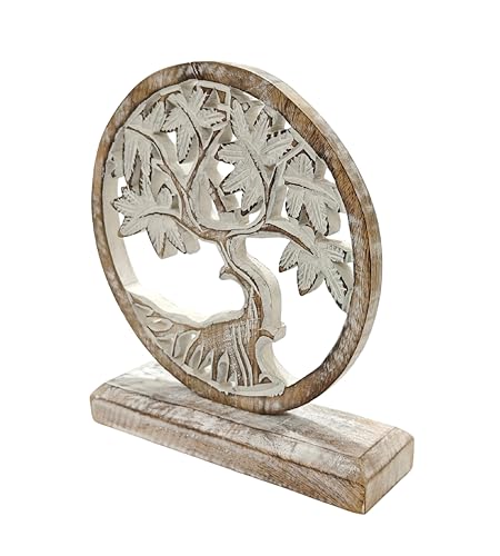 Estatua decorativa de madera tallada árbol de la vida miniatura 4