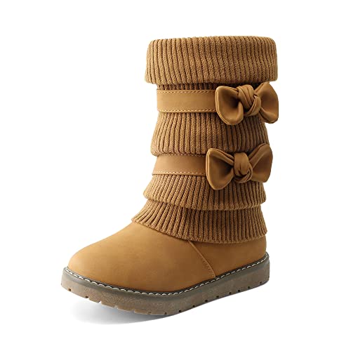 DREAM PAIRS Girl's Winter Snow Boots Faux Fur Lined Mid Calf Shoes 10 Toddler Camel