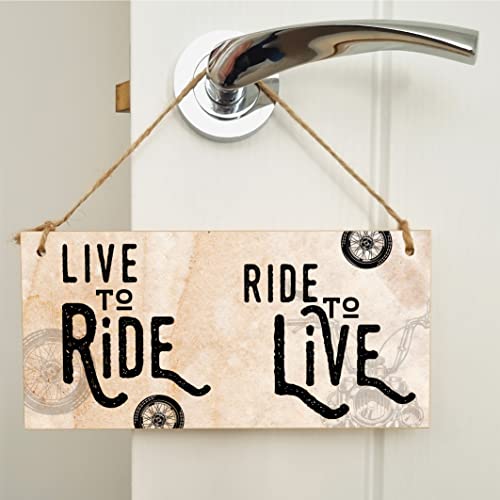 The Plum Penguin Handmade Wooden Hanging Wall Plaque Ride to Live Motorbike Enthusiast Bike Harley Decorative Sign Man Cave Garage - Image 4