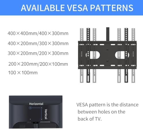 Image of Suptek Ceiling TV Mount Fits Most 26-65 inch LCD LED Plasma Panel Display with Max VESA 400x400mm Loaded up to 45kg /100lbs Height Adjustable MC4602