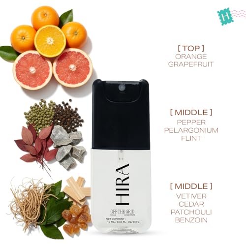 Image of HIRA Off The Grid Pocket Perfume for Man 10 ml | Fresh, Earthy, Citrus & Woody Eau De Parfum | Long Lasting Travel Perfume for Men | Mini Perfumes | Birthday Gift for Men, Boys