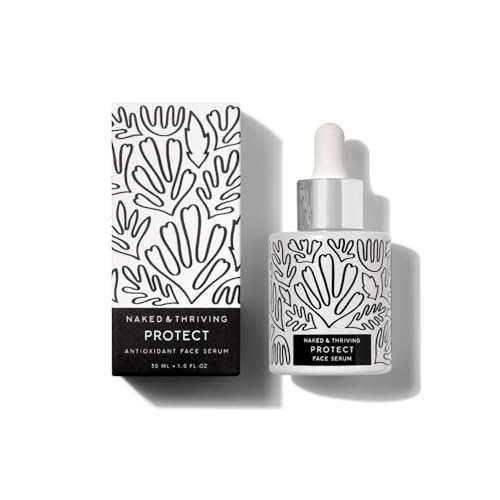 Naked & Thriving Protect Antioxidant Face Serum | Peptides Green Tea Hyaluronic Acid | Vegan & Naturally-Derived | Support Hydration & Fortify Against Visible Signs of Aging (1.0 fl oz/30 mL)