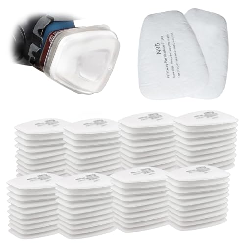 Lot de 80 filtres en coton pour masque respiratoire 5N11CN - Filtre de rechange à particules chimiques - Filtre de couleur chimique - Filtre contre les vapeurs organiques - Pour 6200 7502 6800 - Blanc