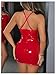 Floerns Women's PU Leather Sleeveless Corset Dress Cross Wrap Bodycon Y2k Mini Dresses Red Medium