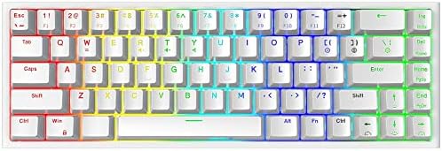 NPET K62 60% Gaming Keyboard, RGB Backlit Extremely-Compact Gaming Keyboard, Mini Wired Pc Membrane Keyboard for Home windows PC Players(68 Keys, White)