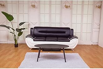 Fabrique Visionary 3+2+1 Leatherette 6 Seater Sectional Sofa Set | Comfortable Furniture for Home Office & Living Room | 4 Year Warranty | Easy to Move with Stainless Steel Legs | Black Cream