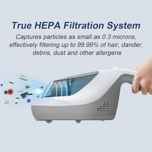 Boreas Mattress Vacuum Cleaner, Anti-allergen Bed Vacuum Cleaner with UV-C Light & Large Pulsating Pad, Powerful Suction & True Hepa Filter for Dust, Pet Hair, UV Bed Vacuum Corded, AP002