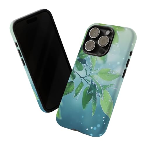 Coque iPhone 15 Pro feuilles vertes anti-rayures et élégante