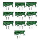 RLECS 5 Pairs C45 PCB DIN Rail Mounting Adapter Green Circuit Board Bracket Holder Carrier Clips 35mm (10pcs Brackets and 20pcs Screws)