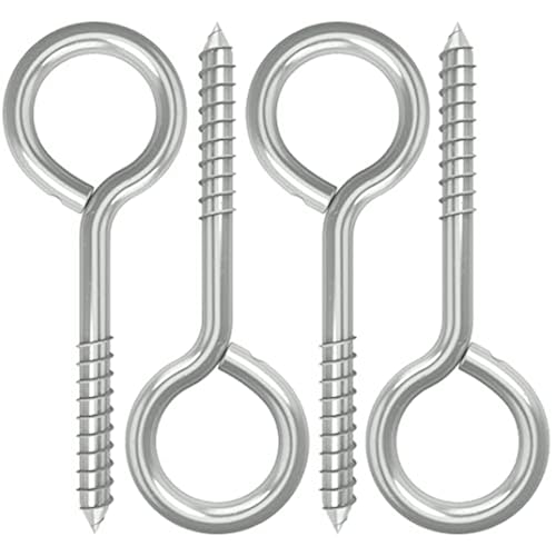 5 Screw Eyes, 4 Pack Metal Eye Hooks Lag Thread Eye Bolt