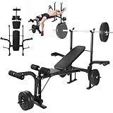 Verstellbare Hantelbank mit Curl-Pad und Beinentwickler für Heim-Fitness-Workouts