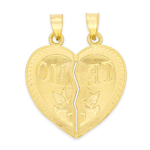 14k Real Solid Gold Te Amo Breakable Heart Pendant to Share with a Loved One, I Love You Jewelry Gifts for Her3