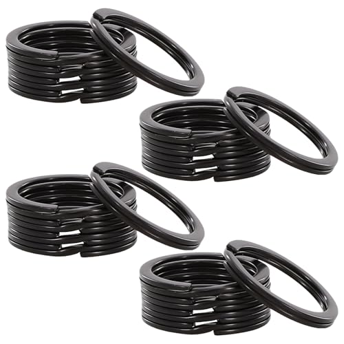 TURAOHU Black Key Rings, 20 1-Inch/25mm Key Rings Heavy Duty, Made of Black Metal, Fashionable And Simple