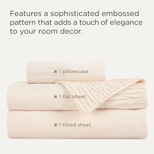 Image of Bedsure Twin Sheets Set - 3 Pieces Soft Twin Bed Sheets - Breathable & Cooling - Hotel Luxury - Easy Care Polyester Microfiber Bedding for Women, Men, Light Beige