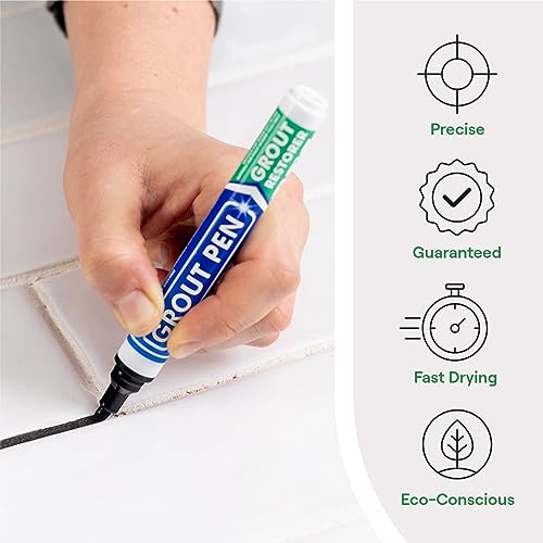 Large Grout Pen Black - Revives & Restores Stained Tile Grout Leaving a Clean Fresh Look