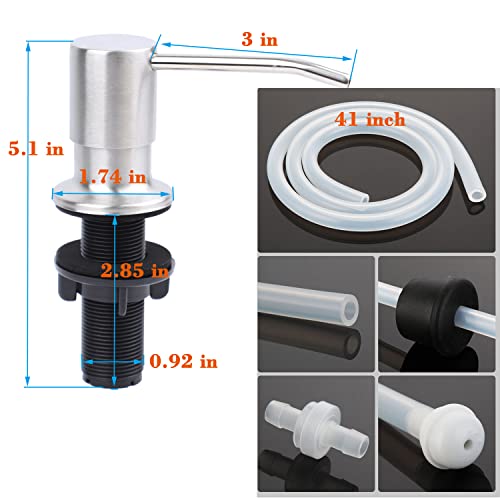 Kitchen Sink Soap Dispenser Brushed Nickel Under Countertop Dish Soap Dispenser Pump With 41" Extension Tube #TOP4