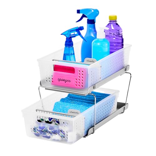 2-Tier organizer slide-out baskets with dividers