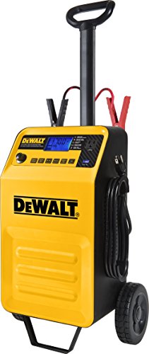 DEWALT DXAEC210 70 Amp Rolling Battery Charger: 210 Amp Engine Start, 2 Amp Maintainer, 120V AC Outlet, 3.1A USB Port, Battery Clamps