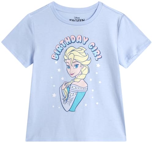Disney Minnie Mouse Lilo and Stitch Elsa Girls Short Sleeve Birthday Shirts Size 7 Frozen Light Blue