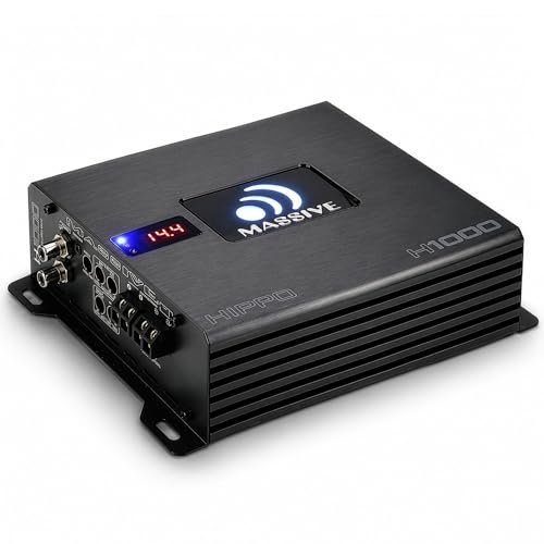 Image of Massive Audio H1000 | 1050 Watt RMS / 2100w Max 1 Ohm Stable Mono Block Hippo Series High Performance Amplifier with Bass Remote