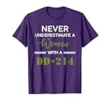 Never Underestimate A Woman with a DD-214 Female Veteran T-Shirt