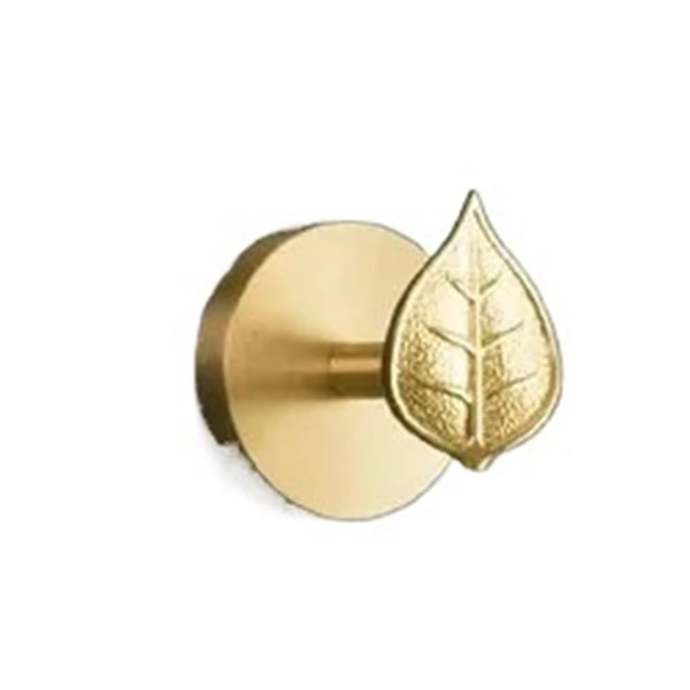 Mohuied One Color Brass Robe Hooks Solid Brass Wall Mounted Hooks For Hanging Coat Bags Keys Racks Leaf Flower Design Clothes Hangers For Hanging Coat Robe Keys Clothes Bags(Linden)