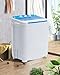 TABU 17.6Ibs Portable Washing Machine, Compact Washer Machine, Mini Washing Machine, Twin Tub Washer and Spiner, Ideal for Dorms, Apartments, RVs, Camping etc (White & Blue)