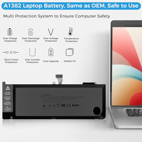 Image of A1286 Battery,A1382 Battery Replacement for MacBook Pro 15 Inch A1286 Early 2011 Late 2011 Mid 2012 EMC 2353 2563 2556 (Upgraded High Performance 10.95V 77.5Wh 7000mAh)